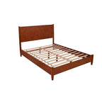 Solid Mahogany Platform Bed – Acorn Brown / White, Mid-Century Style, Full / Queen / King / Cal King