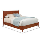 Solid Mahogany Platform Bed – Acorn Brown / White, Mid-Century Style, Full / Queen / King / Cal King