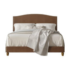 Faux Leather Platform Bed with Nailhead Trim – Brown, Headboard & Footboard, Twin / Full / Queen / King