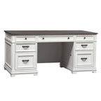 Jr. Executive Desk with 2 Locking File Drawers & Keyboard Tray – Charcoal & White, Pine & Oak Veneer, Single