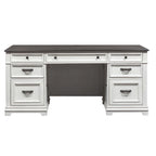 Jr. Executive Desk with 2 Locking File Drawers & Keyboard Tray – Charcoal & White, Pine & Oak Veneer, Single