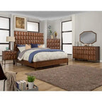 Panel Bed with Oversized Headboard – Mahogany Brown, Pine Solids & Veneer, Bronze Legs, Queen / King / Cal King