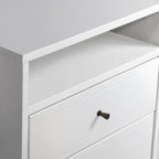 2-Drawer Nightstand with Open Shelf – Brushed Walnut / Brushed White, Solid Wood, Cone Legs, Single