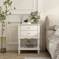 2-Drawer Nightstand with Open Shelves – White, MDF, Lacquer Finish, Single
