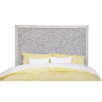 Carved Floral Panel Headboard – Weathered Light Gray, Mahogany & Okume Veneer, Queen / California King