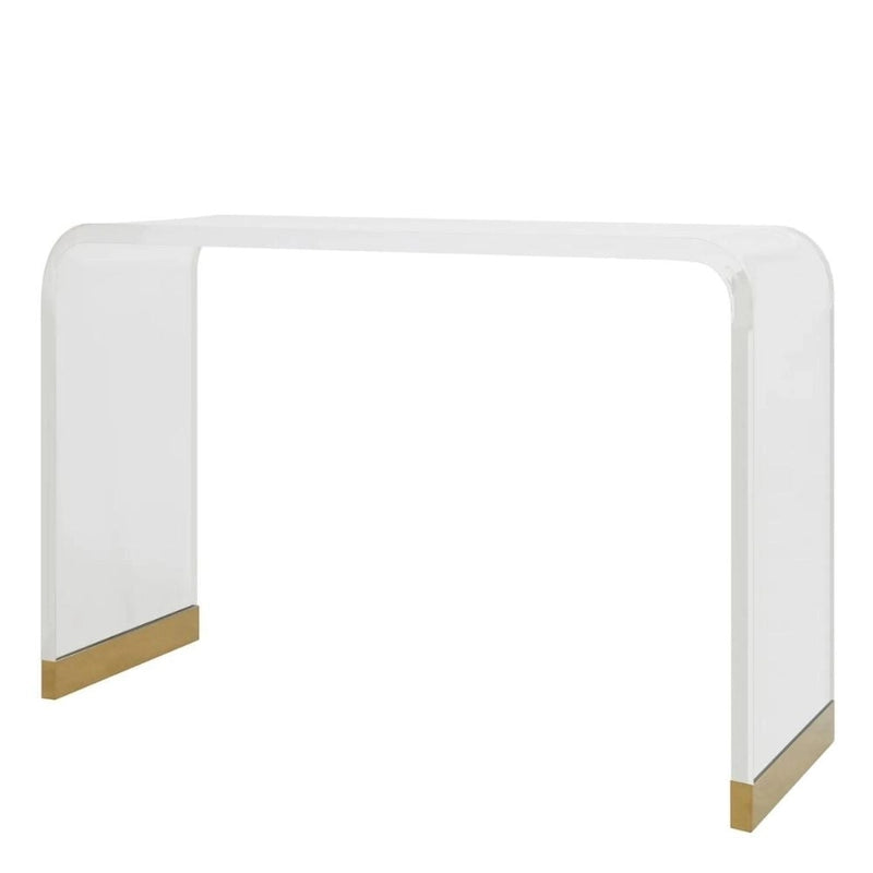 Acrylic Console Table with Gold Metal Legs – Clear & Gold, Contemporary Style, Single
