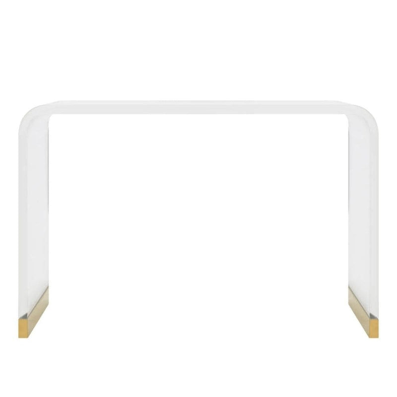 Acrylic Console Table with Gold Metal Legs – Clear & Gold, Contemporary Style, Single