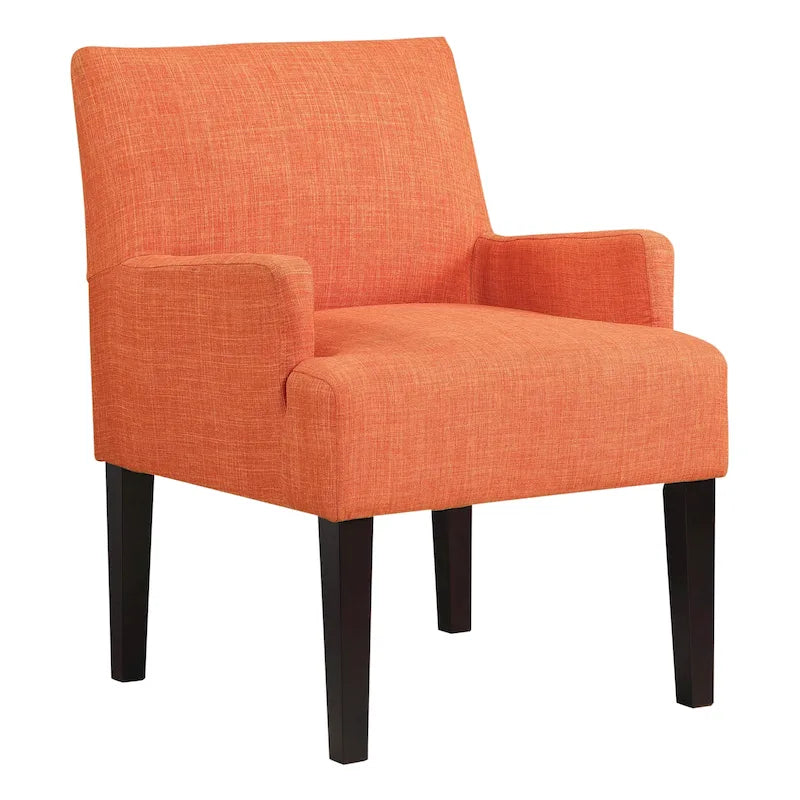 Woven Fabric Accent Chair – 12 Colors, Box Spring Seat, Espresso Wood Frame, Single