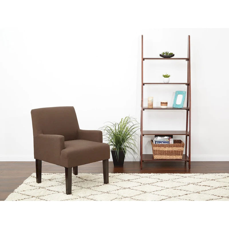 Woven Fabric Accent Chair – 12 Colors, Box Spring Seat, Espresso Wood Frame, Single