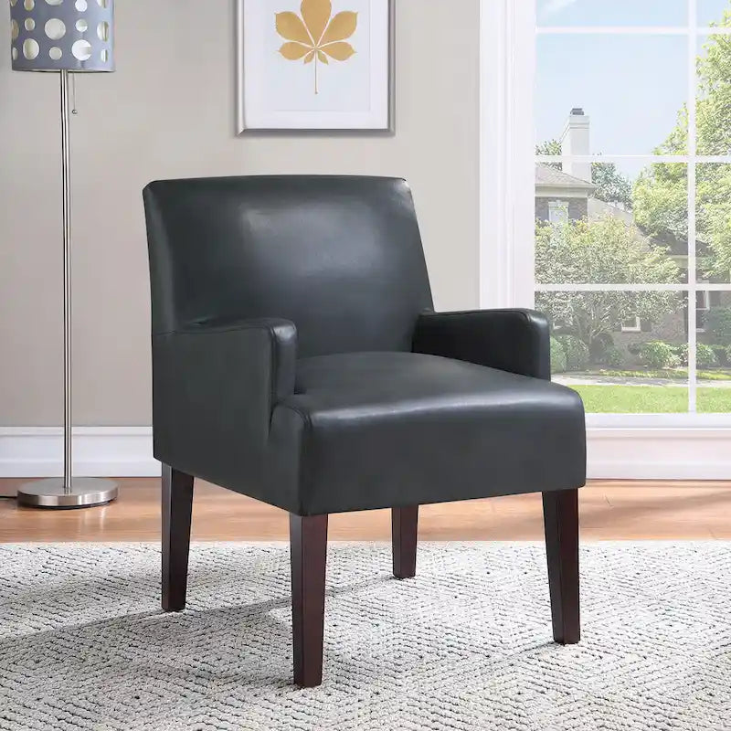 Woven Fabric Accent Chair – 12 Colors, Box Spring Seat, Espresso Wood Frame, Single