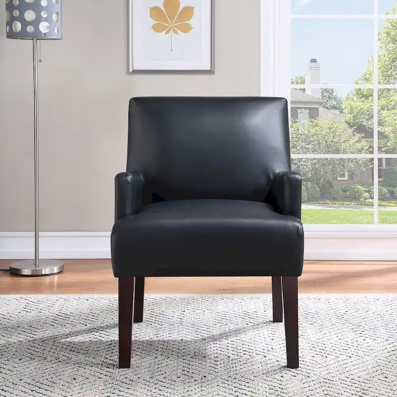 Woven Fabric Accent Chair – 12 Colors, Box Spring Seat, Espresso Wood Frame, Single