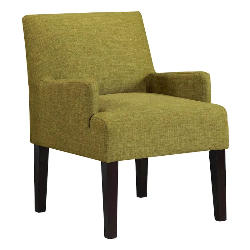 Woven Fabric Accent Chair – 12 Colors, Box Spring Seat, Espresso Wood Frame, Single