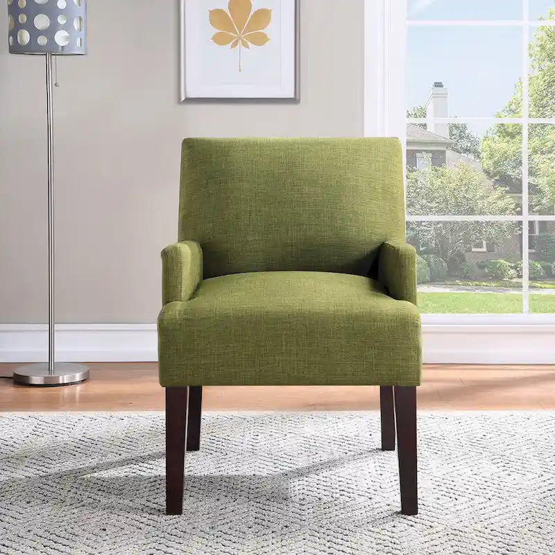 Woven Fabric Accent Chair – 12 Colors, Box Spring Seat, Espresso Wood Frame, Single