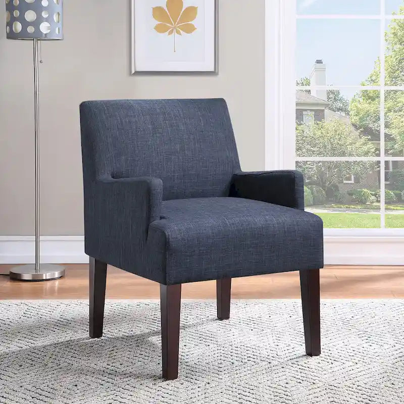 Woven Fabric Accent Chair – 12 Colors, Box Spring Seat, Espresso Wood Frame, Single