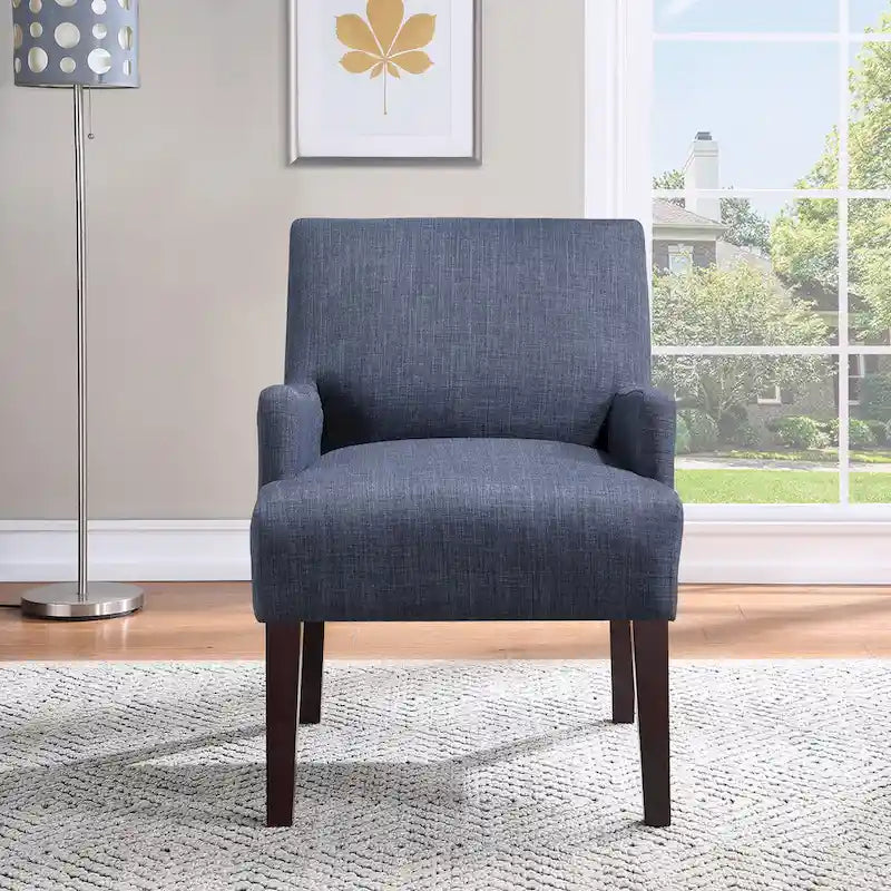 Woven Fabric Accent Chair – 12 Colors, Box Spring Seat, Espresso Wood Frame, Single