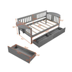 Twin Daybed with 2 Drawers & Foldable Side Tables – Espresso, Pine & MDF, 3-Side Rail, Single