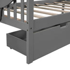 Twin Daybed with 2 Drawers & Foldable Side Tables – Espresso, Pine & MDF, 3-Side Rail, Single
