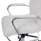 Mid-Back Drafting Chair with Adjustable Foot Ring – White / Black, LeatherSoft, Chrome Base, Single