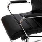 Mid-Back Drafting Chair with Adjustable Foot Ring – White / Black, LeatherSoft, Chrome Base, Single