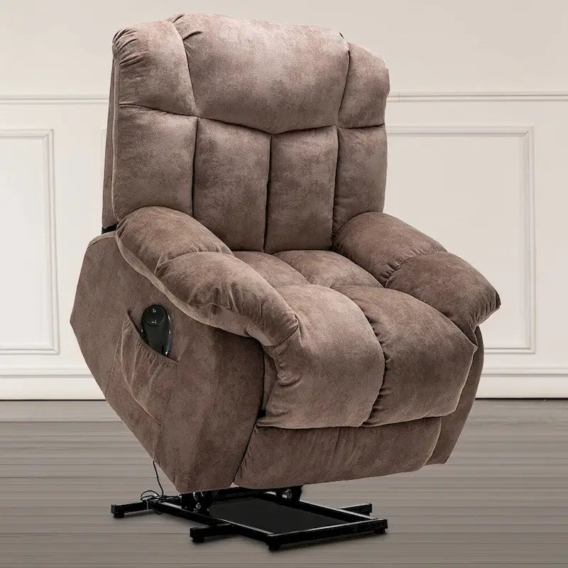 Electric Power Lift Recliner Chair – Coffee / Camel, Velvet, Tufted, 300 lb Capacity, Single