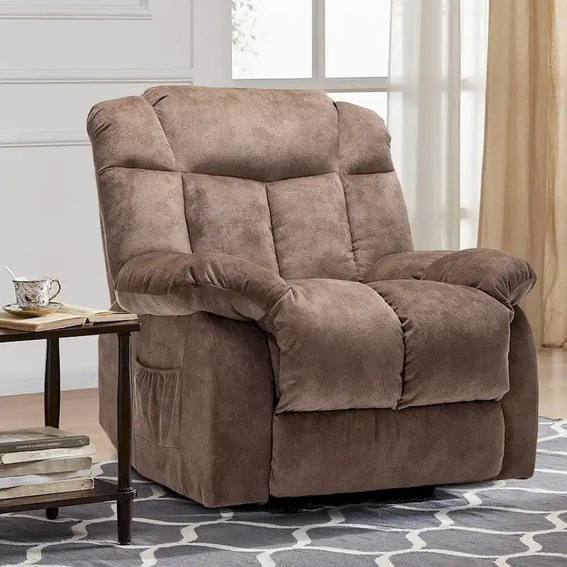 Electric Power Lift Recliner Chair – Coffee / Camel, Velvet, Tufted, 300 lb Capacity, Single