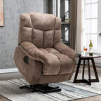 Electric Power Lift Recliner Chair – Coffee / Camel, Velvet, Tufted, 300 lb Capacity, Single