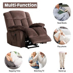 Electric Power Lift Recliner Chair – Coffee / Camel, Velvet, Tufted, 300 lb Capacity, Single
