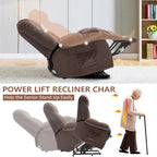 Electric Power Lift Recliner Chair – Coffee / Camel, Velvet, Tufted, 300 lb Capacity, Single