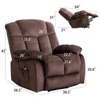 Electric Power Lift Recliner Chair – Coffee / Camel, Velvet, Tufted, 300 lb Capacity, Single