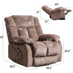 Electric Power Lift Recliner Chair – Coffee / Camel, Velvet, Tufted, 300 lb Capacity, Single