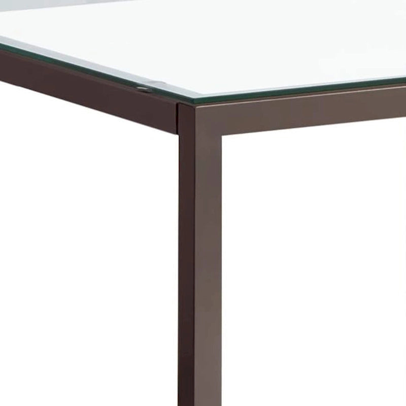 Glass Top End Table with Open Shelf – Nickel, Tubular Metal Frame, Modern Style, Single