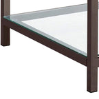 Glass Top End Table with Open Shelf – Nickel, Tubular Metal Frame, Modern Style, Single