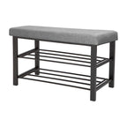 Entryway Bench with 2-Tier Shoe Rack – Grey, Upholstered Seat, Holds 6 Pairs, Single
