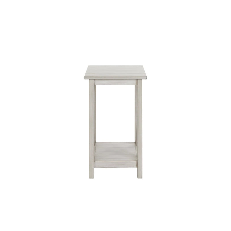 X-Base Side Table with Lower Shelf – Antique White, MDF & Solid Wood, Single-Person Assembly