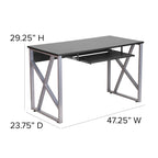 Computer Desk with Pull-Out Keyboard Tray & Cross-Brace Frame – Black, Laminate Top, Contemporary Style, Single