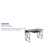 Computer Desk with Pull-Out Keyboard Tray & Cross-Brace Frame – Black, Laminate Top, Contemporary Style, Single