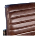 Full Grain Leather Dining Arm Chair – Black / Vintage Brown, Steel Frame, Channel Tufted, Single