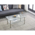 2-Tier Round Tempered Glass Coffee Table – Transparent, Iron Frame, Modern Style, Single