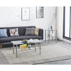 2-Tier Round Tempered Glass Coffee Table – Transparent, Iron Frame, Modern Style, Single