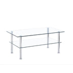 2-Tier Round Tempered Glass Coffee Table – Transparent, Iron Frame, Modern Style, Single