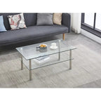 2-Tier Round Tempered Glass Coffee Table – Transparent, Iron Frame, Modern Style, Single