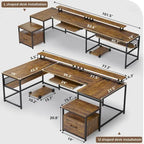 U-Shaped / L-Shaped Computer Desk with File Drawer, Monitor Shelf & Power Outlet – Black, 4-Way Configuration, Single