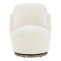 Boucle Drum Swivel Accent Chair – Ivory / Light Grey, Stainless Steel Base, Single