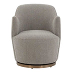Boucle Drum Swivel Accent Chair – Ivory / Light Grey, Stainless Steel Base, Single