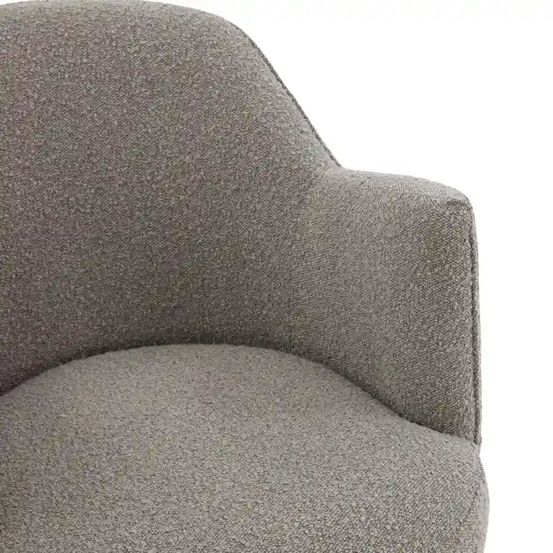 Boucle Drum Swivel Accent Chair – Ivory / Light Grey, Stainless Steel Base, Single