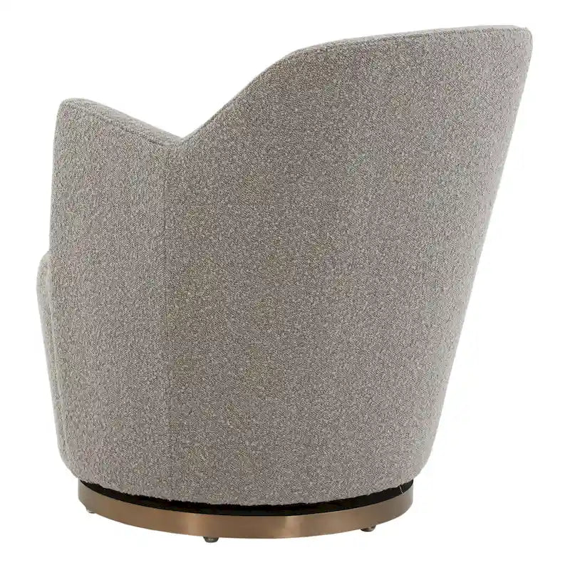 Boucle Drum Swivel Accent Chair – Ivory / Light Grey, Stainless Steel Base, Single