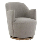 Boucle Drum Swivel Accent Chair – Ivory / Light Grey, Stainless Steel Base, Single