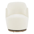 Boucle Drum Swivel Accent Chair – Ivory / Light Grey, Stainless Steel Base, Single