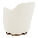 Boucle Drum Swivel Accent Chair – Ivory / Light Grey, Stainless Steel Base, Single