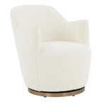 Boucle Drum Swivel Accent Chair – Ivory / Light Grey, Stainless Steel Base, Single